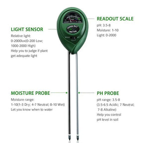 3 In 1 Moisture Sunlight PH Meter Soil-green-