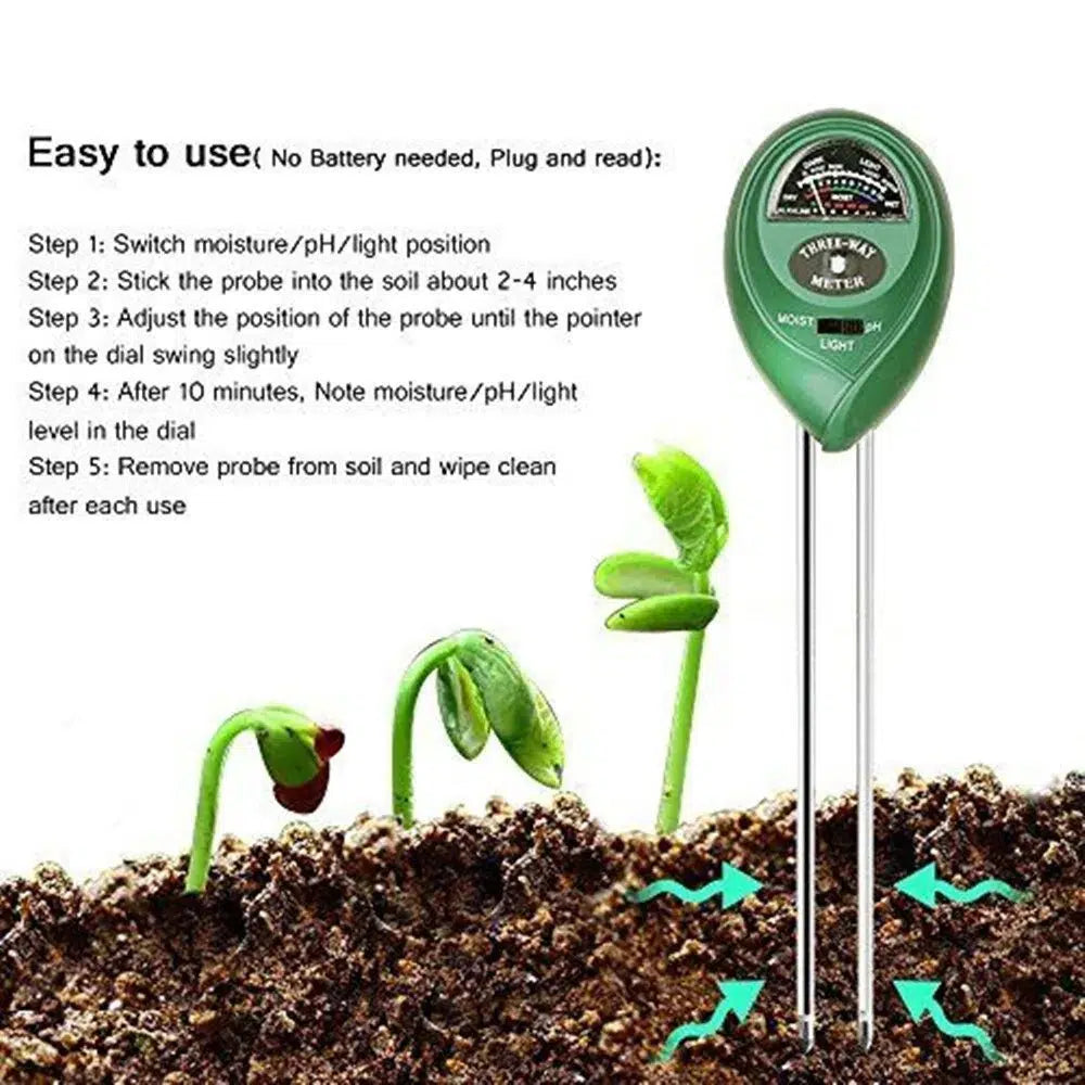 3 In 1 Moisture Sunlight PH Meter Soil-green-