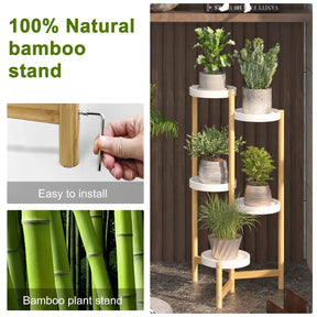 5 Tier Bamboo Plant Stands Indoor-White-Australia-