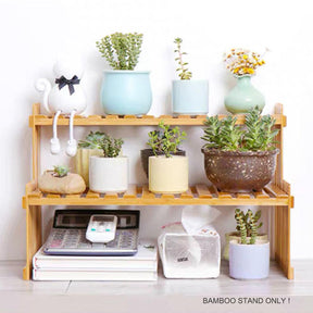 Bamboo Plant Stand Flower Pot Rack-