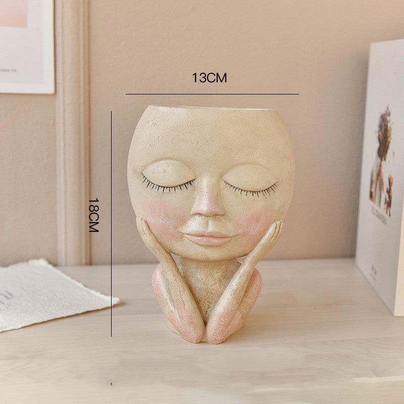 Blushing Face Design Planter Pot-