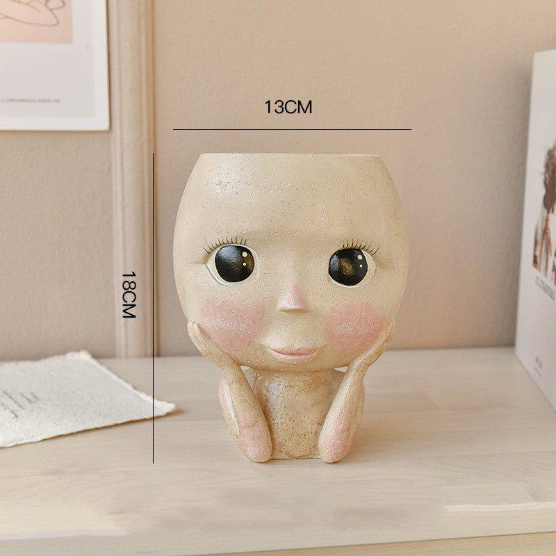 Blushing Face Design Planter Pot-