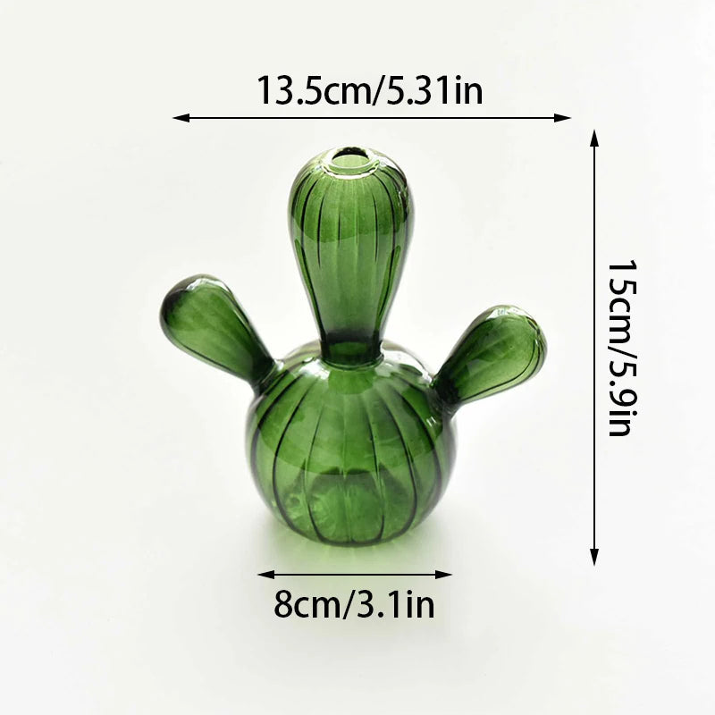 Cactus Glass Vase-Green C-