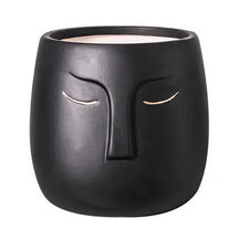 Ceramic Sleeping Face Plant Flower Planter Pot-Black-