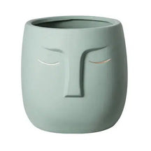 Ceramic Sleeping Face Plant Flower Planter Pot-Light green-