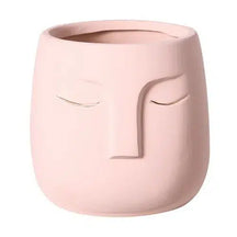 Ceramic Sleeping Face Plant Flower Planter Pot-Pink-