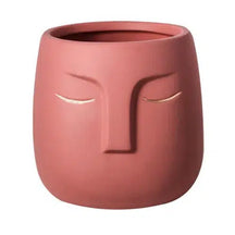 Ceramic Sleeping Face Plant Flower Planter Pot-Red-