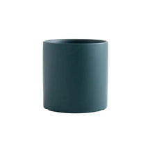 Classic Colourful Ceramic Plant Flower Pot-Dark Green 12-11cm with Tray-