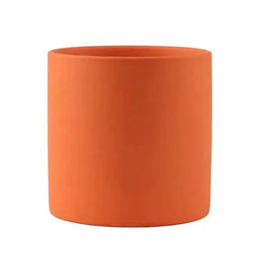 Classic Colourful Ceramic Plant Flower Pot-Dark Orange 14-11cm with Tray-