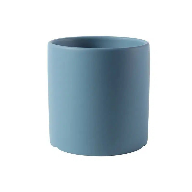 Classic Colourful Ceramic Plant Flower Pot-Fog Blue 037-11cm with Tray-