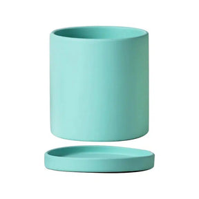 Classic Colourful Ceramic Plant Flower Pot-Light Green 035-11cm with Tray-