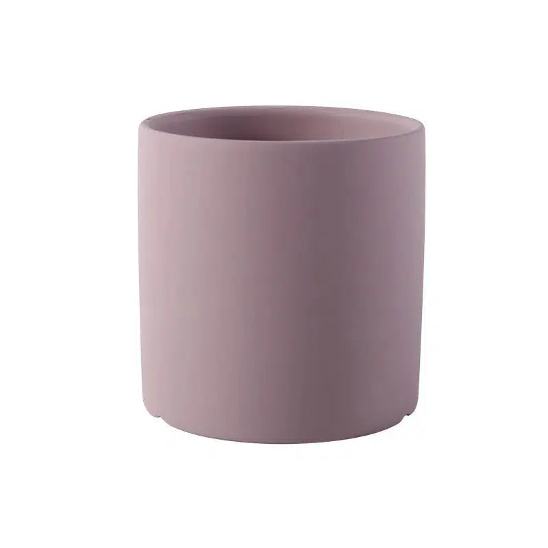 Classic Colourful Ceramic Plant Flower Pot-Light Purple-11cm with Tray-