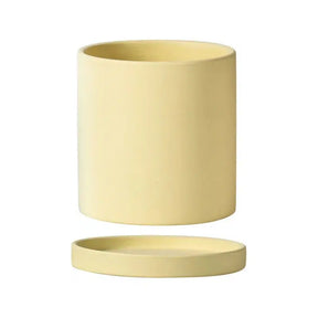 Classic Colourful Ceramic Plant Flower Pot-Light Yellow 036-11cm with Tray-