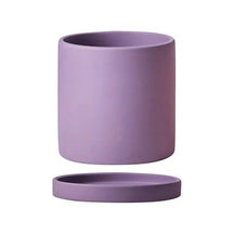 Classic Colourful Ceramic Plant Flower Pot-Purple-11cm with Tray-