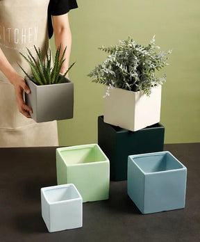 Colour Square Ceramic Flower Plant Pot-