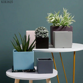 Colour Square Ceramic Flower Plant Pot-