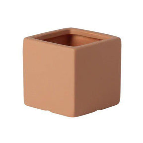 Colour Square Ceramic Flower Plant Pot-Brown-14X14CM-