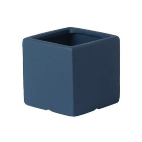 Colour Square Ceramic Flower Plant Pot-Dark Blue-14X14CM-