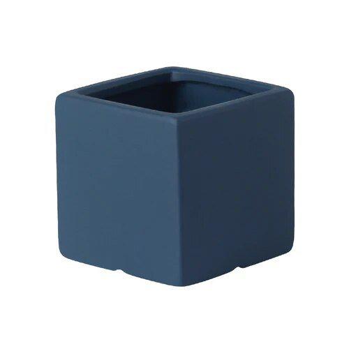 Colour Square Ceramic Flower Plant Pot-Dark Blue-14X14CM-