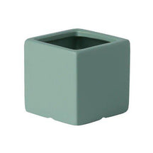 Colour Square Ceramic Flower Plant Pot-Green-14X14CM-