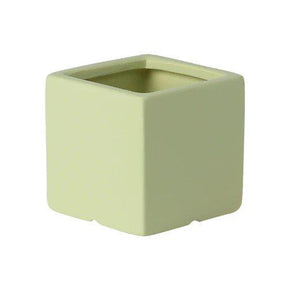 Colour Square Ceramic Flower Plant Pot-Light Green-14X14CM-