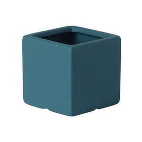 Colour Square Ceramic Flower Plant Pot-Navy Blue-14X14CM-