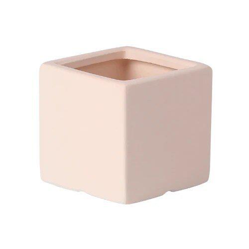 Colour Square Ceramic Flower Plant Pot-Pink-14X14CM-