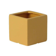 Colour Square Ceramic Flower Plant Pot-Yellow-14X14CM-