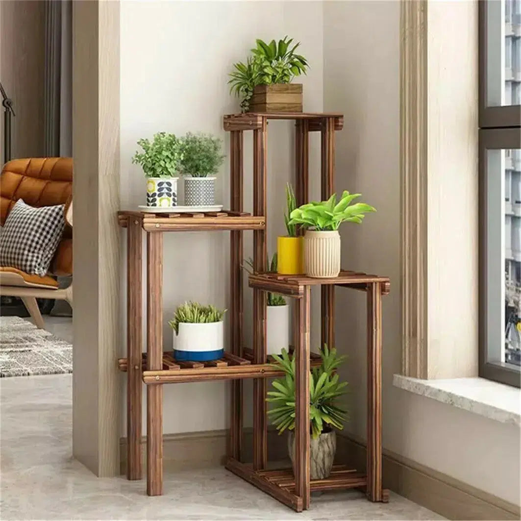 Corner Plant Stand 6 Tier Wood Shelf-Auburn-Australia-