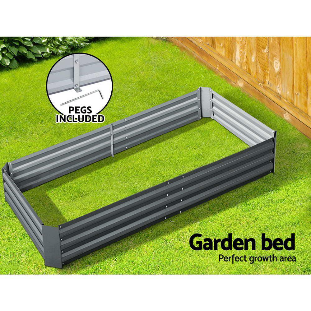 Greenfingers 180x90x30CM Galvanised Raised Garden Bed Steel Instant Planter-