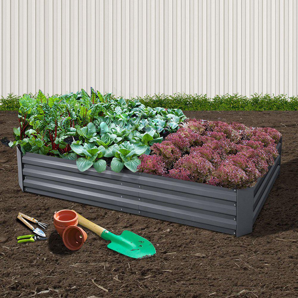 Greenfingers 180x90x30CM Galvanised Raised Garden Bed Steel Instant Planter-