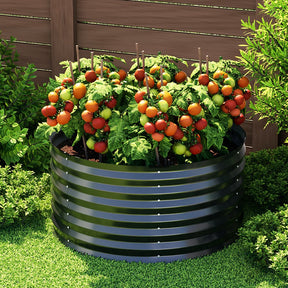 Greenfingers Garden Bed Galvanised Raised Steel Planter Box Round 90X45CM-