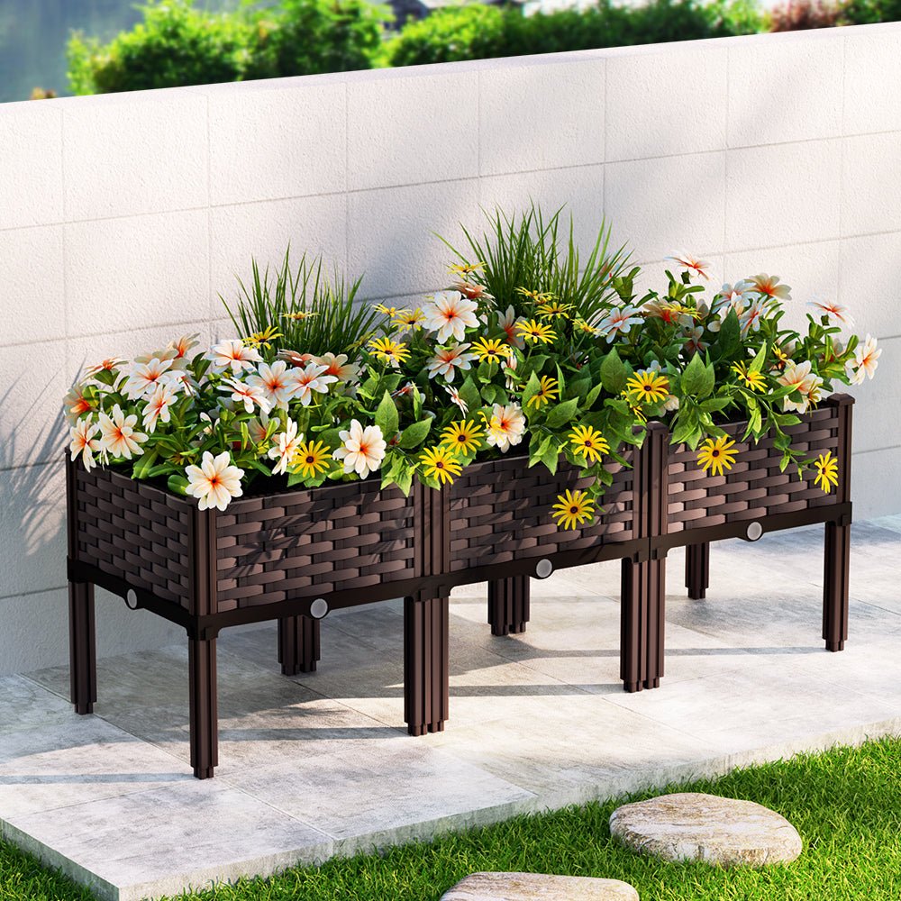 Greenfingers Garden Bed PP Raised Planter Flower Vegetable Outdoor 120x40x36cm-