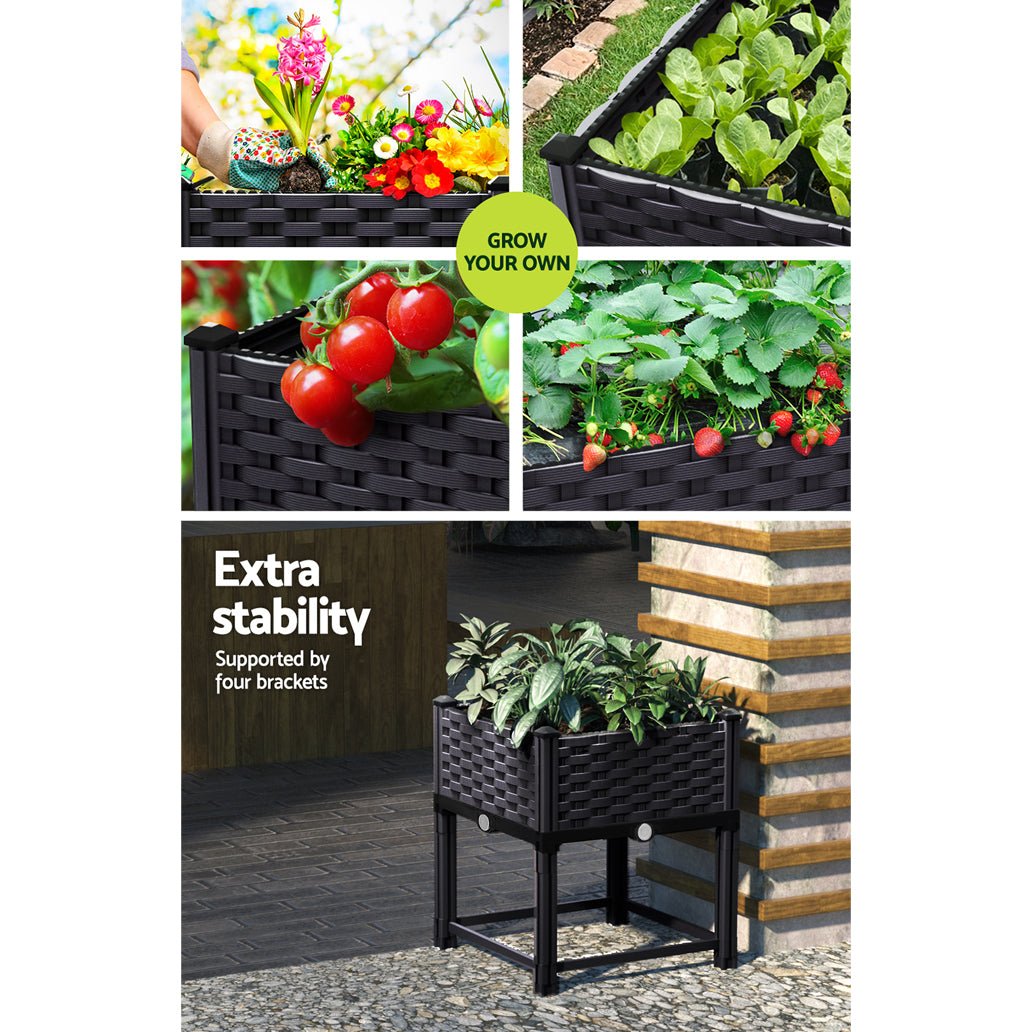 Greenfingers Garden Bed PP Raised Planter Flower Vegetable Outdoor 40x40x23cm-