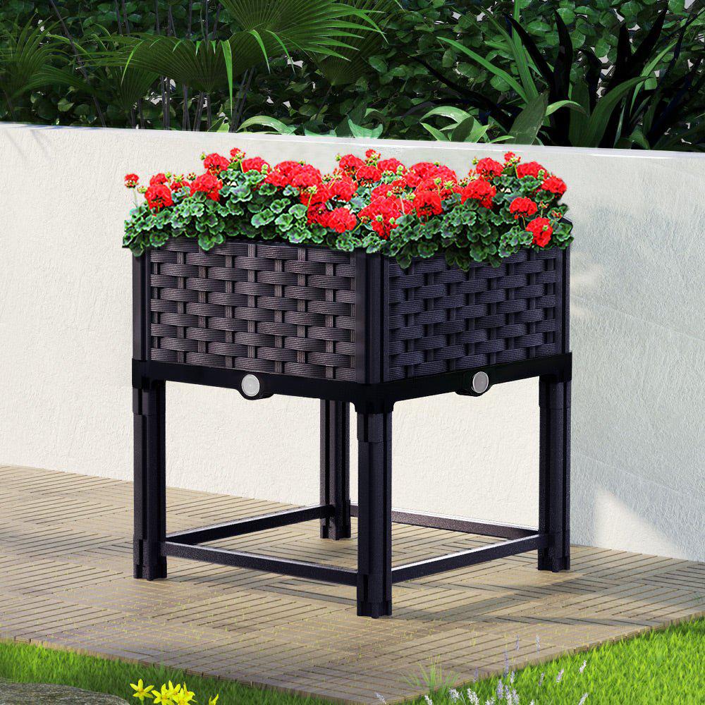 Greenfingers Garden Bed PP Raised Planter Flower Vegetable Outdoor 40x40x23cm-