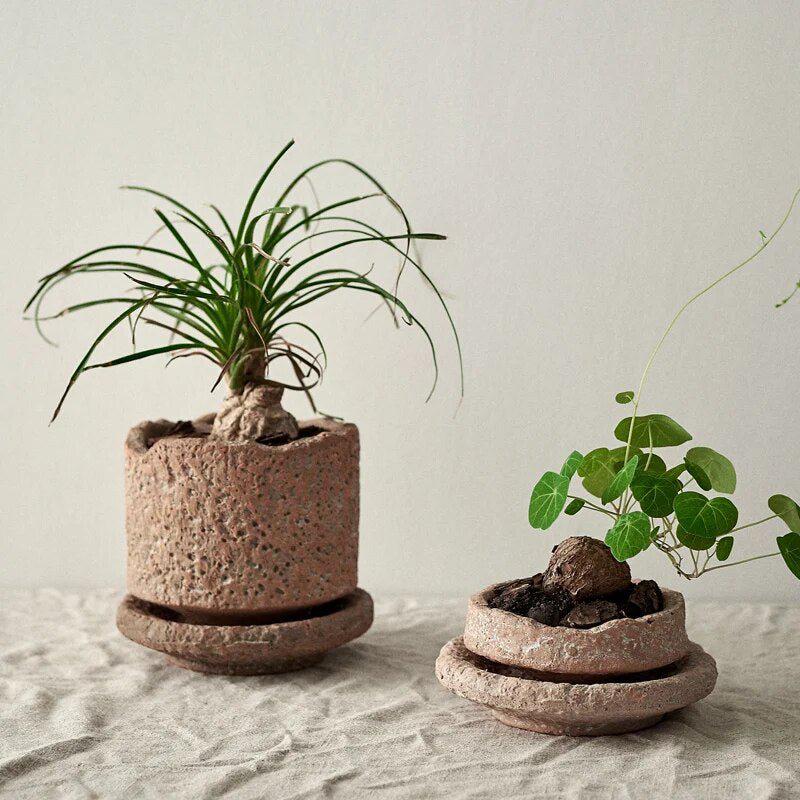 Handmade Clay Planter Pot with Saucer-