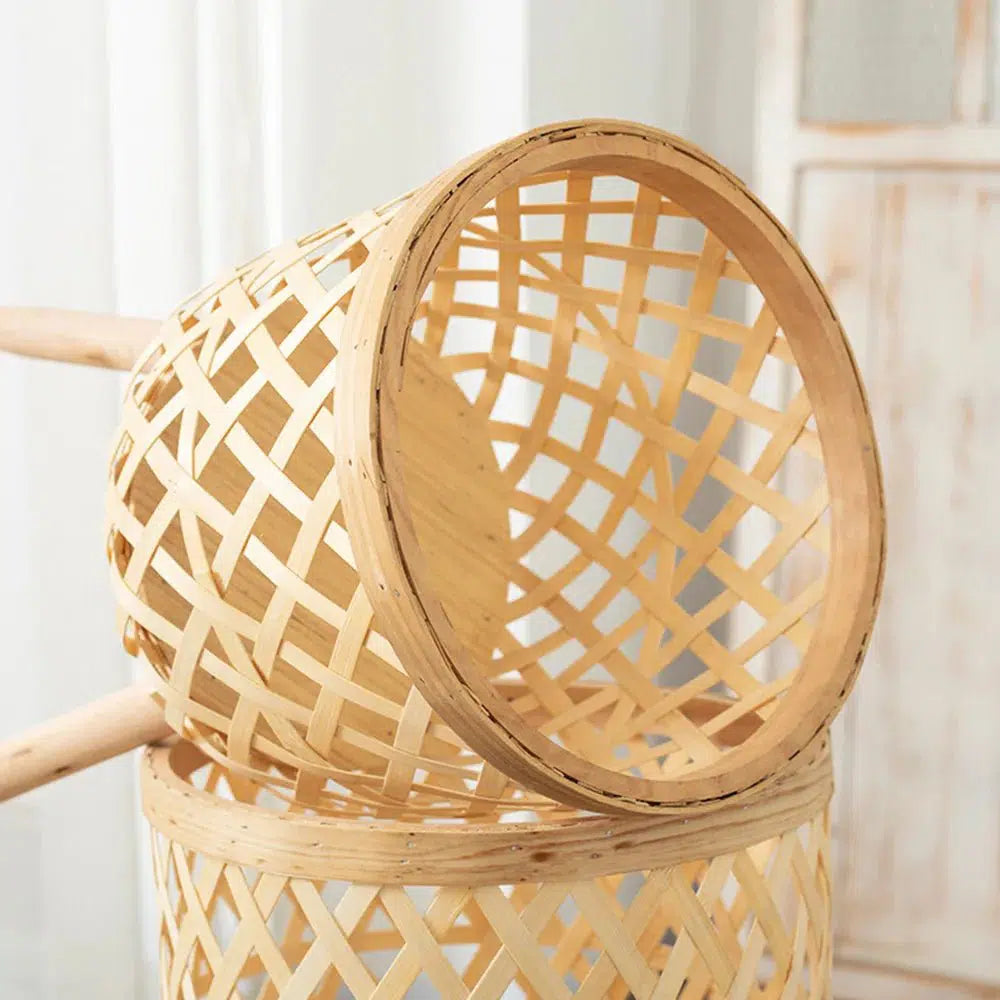 Handwoven Bamboo Flower Pot & Display Stand-