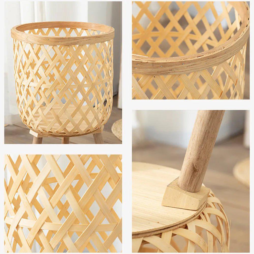 Handwoven Bamboo Flower Pot & Display Stand-