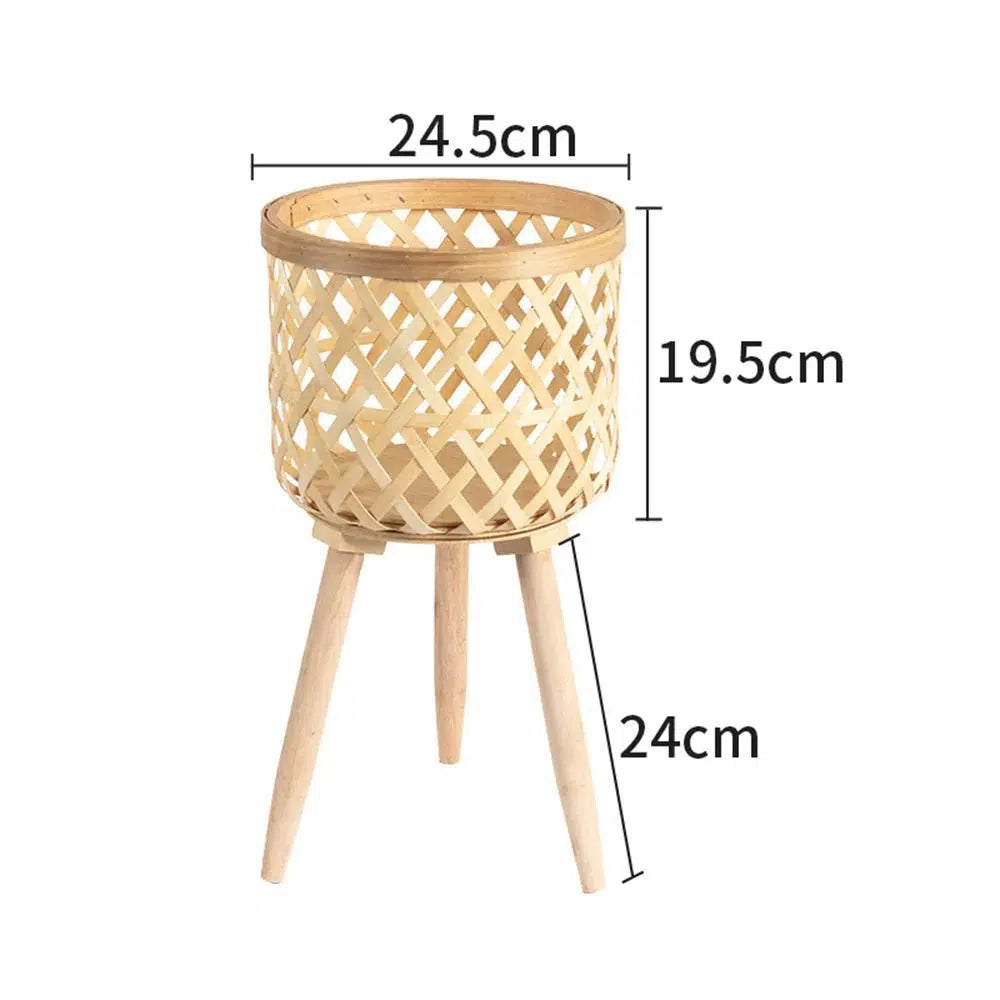 Handwoven Bamboo Flower Pot & Display Stand-Large-