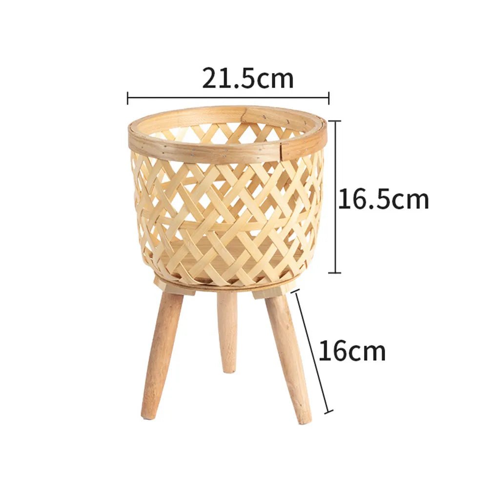 Handwoven Bamboo Flower Pot & Display Stand-Small-