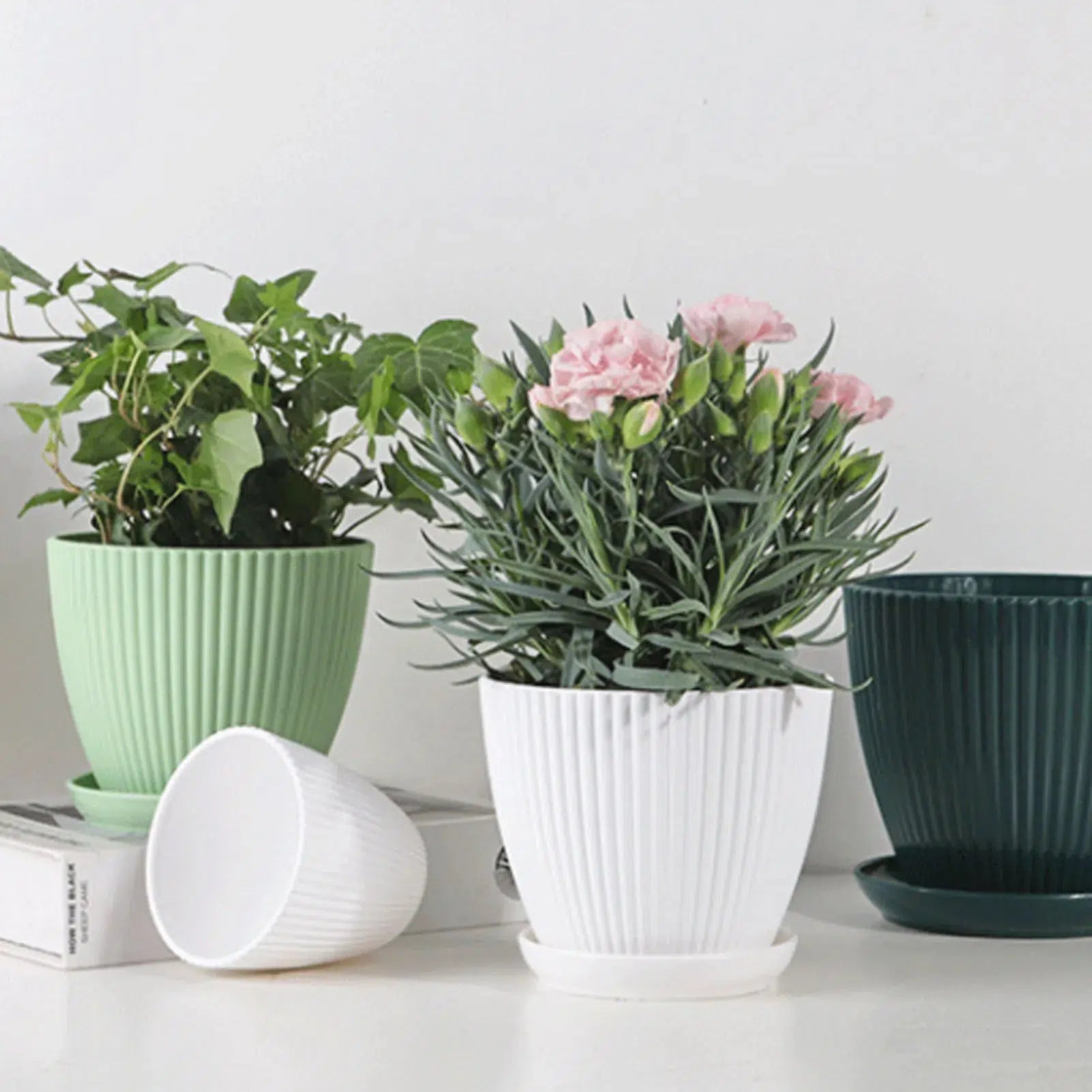Home Garden Plastic Pots with Tray-
