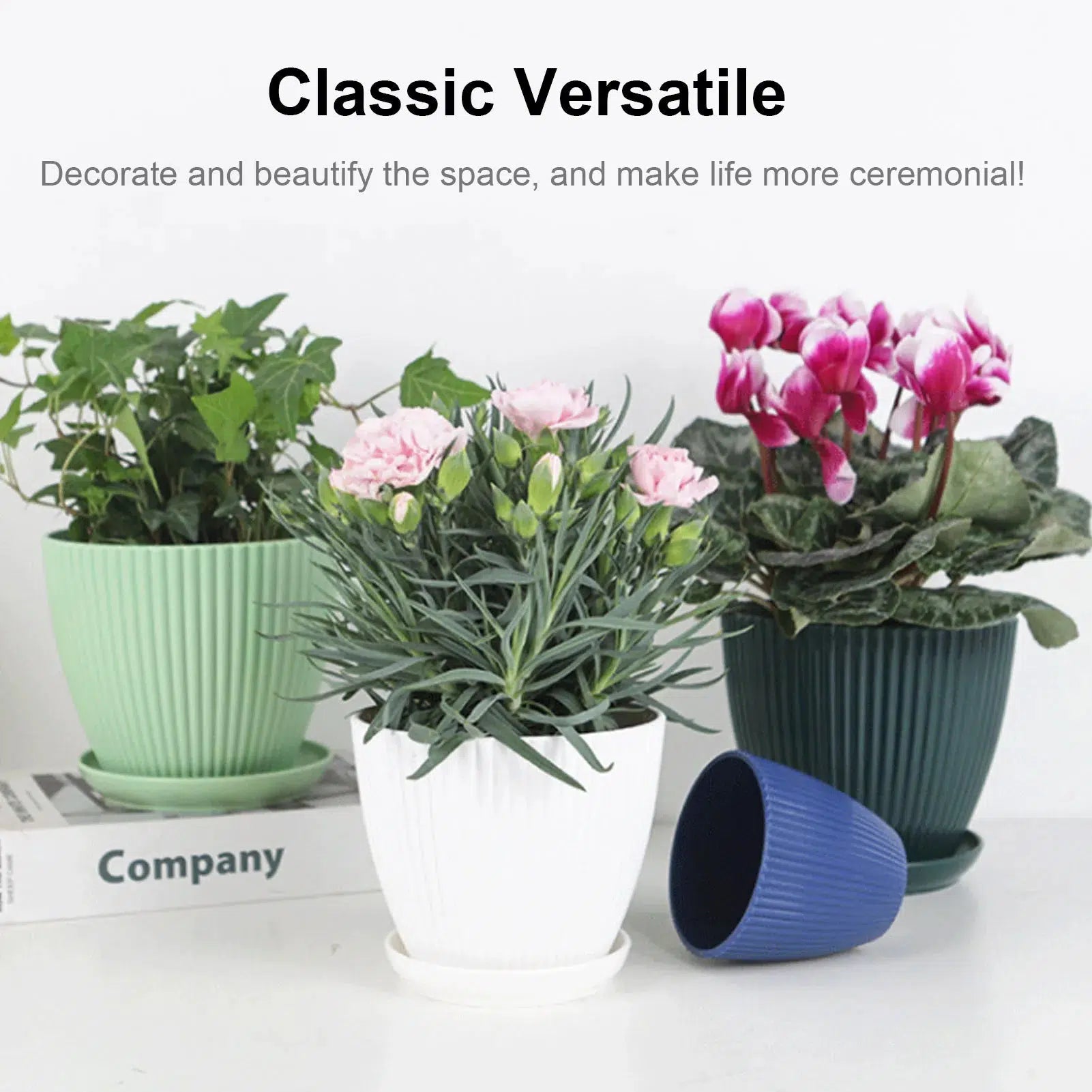 Home Garden Plastic Pots with Tray-