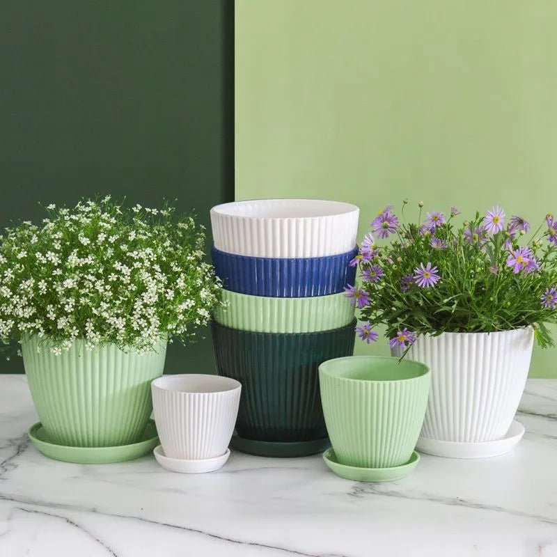 Home Garden Plastic Pots with Tray-