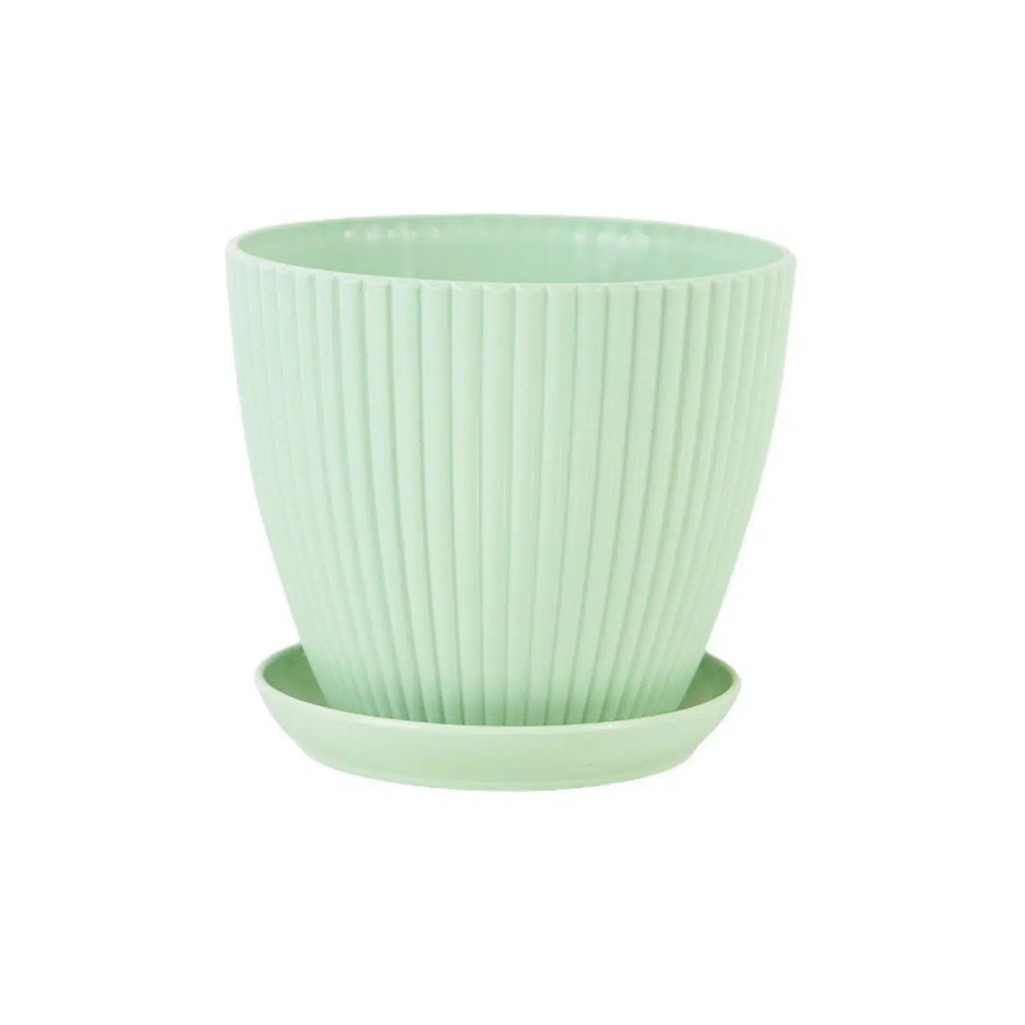 Home Garden Plastic Pots with Tray-Mint Green-S 9x8cm-