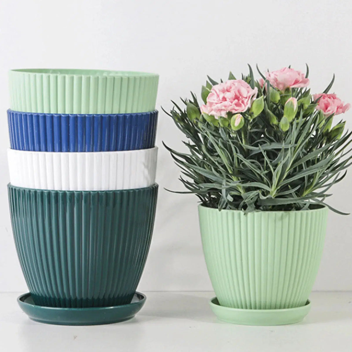 Home Garden Plastic Pots with Tray-