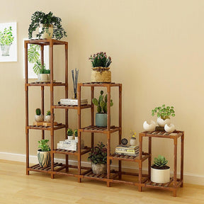 Indoor Outdoor Garden Plant Stand Planter Flower Pot Shelf Wooden Shelving - 12 Shelves-