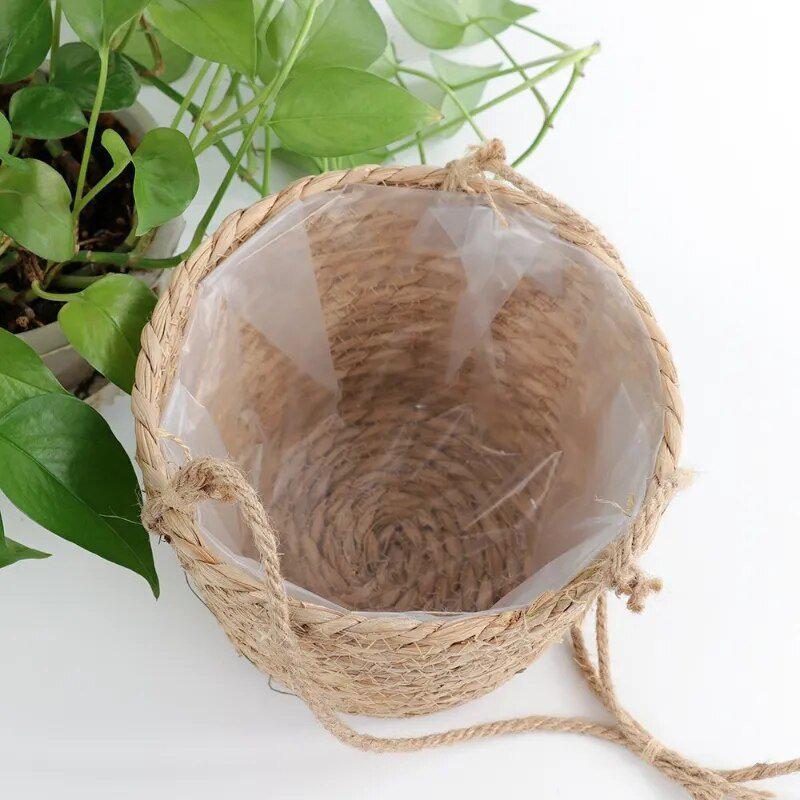 Jute Rope Hanging Plant Basket-