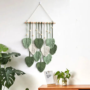 Leaves Tassels Hand-woven Macrame Wall Decoration-