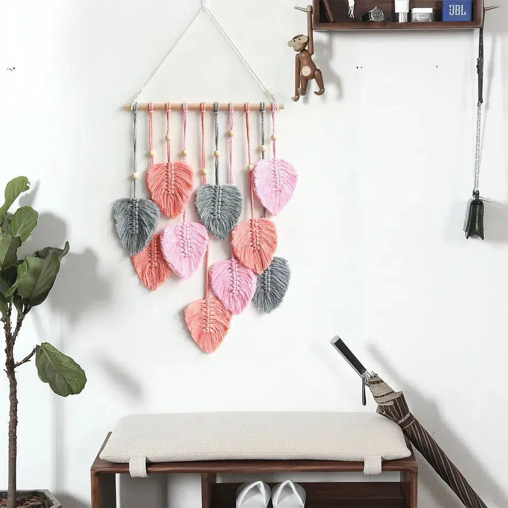 Leaves Tassels Hand-woven Macrame Wall Decoration-