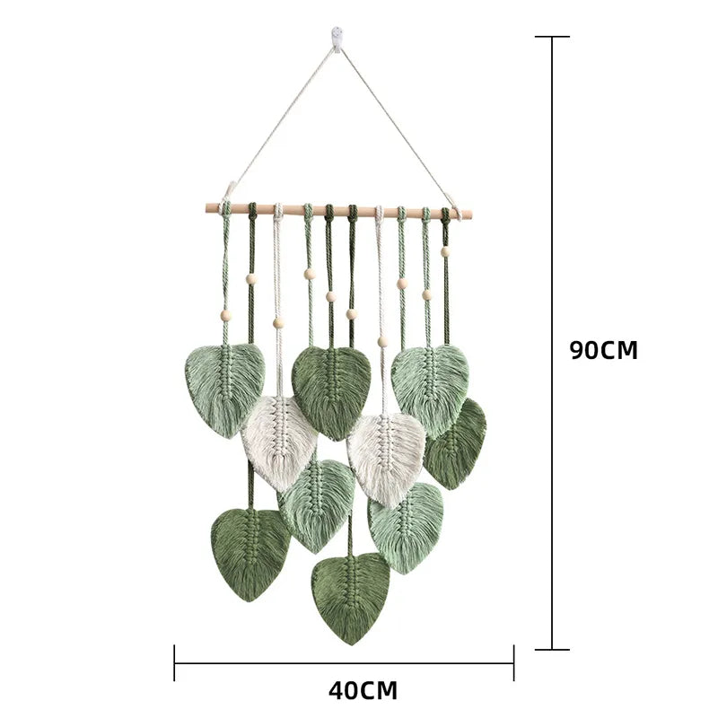 Leaves Tassels Hand-woven Macrame Wall Decoration-